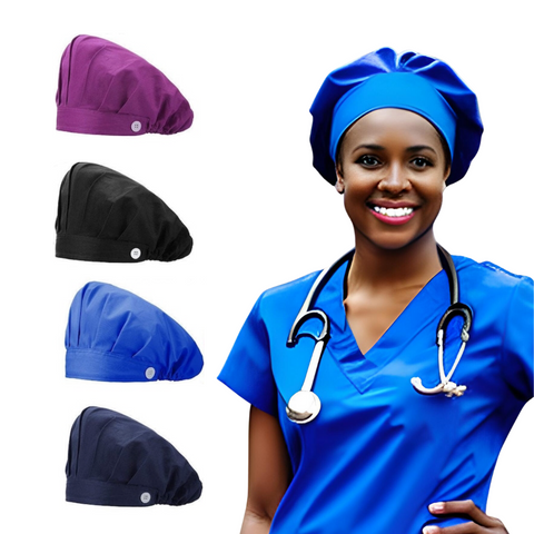Satin Lined Scrub Cap | Bouffant Scrub Cap | Surgical Scrub Cap | Scrub Cap | Unisex Scrub Cap | Scrub Cap with Buttons | Satin Lined Cap