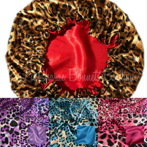 Leopard Satin Bonnet | Baby Bonnet - LinSharae Bonnets Boutique