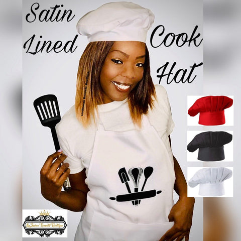 Personalized Chef Hat | SATIN LINED Chef Hat | Personalized Cook Apron | Custom Cook Hat | Chef Hat | Adult Chef Hat | Satin Lined Cook Hat - LinSharae Bonnets Boutique
