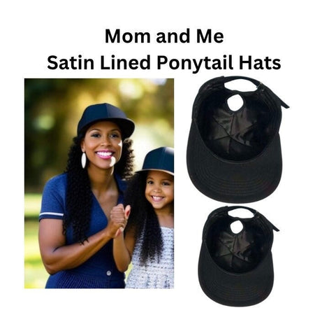 Satin Lined Ponytail Baseball Cap | Baseball Cap | Satin Hat | Baseball Fitted Cap | Adjustable Hat | Hat | Sun | Back Hat | Child