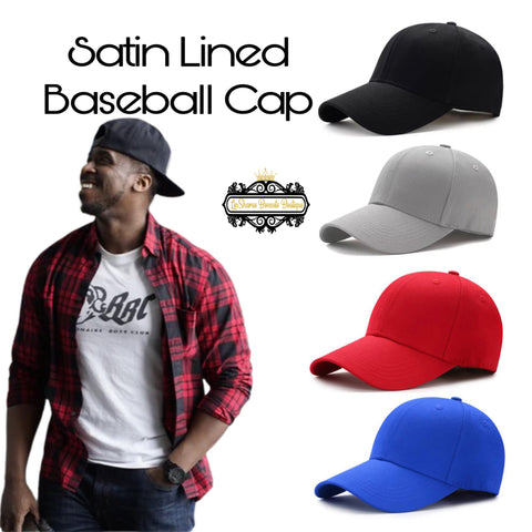 Satin Lined Baseball Cap | Baseball Cap | Satin Hat | Men's Athletic Baseball Fitted Cap | Adjustable Hat | Dad Hat | Sun | Snap Back Hat