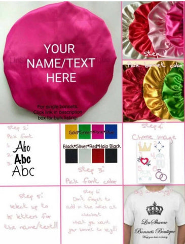 Custom Satin Bonnet | Custom  Baby Bonnet | Add Name | Add Text | Create a Custom LinSharae Bonnet