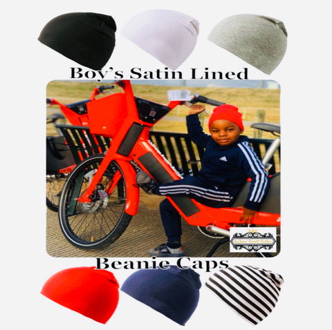 Satin Lined Boy Cap | Satin Lined Beanie | Satin Lined Boy Beanie Cap | Satin Day Cap | Satin Sleep Cap | Custom Boy Hats | Boy Beanies Hat - LinSharae Bonnets Boutique