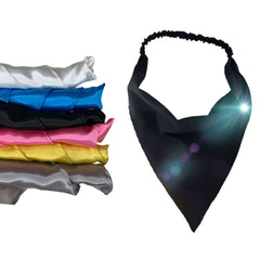 Bandanna Head Scarf | Satin Headbands | Silk Headbands | Satin ties | Satin Head Wrap | Satin Turban Style | Solid Bandana Headbands for Women Elastic Hair Scarf Headbands Satin Head Kerchief Triangle Hairbands with Clips