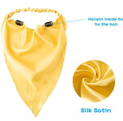 Bandanna Head Scarf | Satin Headbands | Silk Headbands | Satin ties | Satin Head Wrap | Satin Turban Style | Solid Bandana Headbands for Women Elastic Hair Scarf Headbands Satin Head Kerchief Triangle Hairbands with Clips