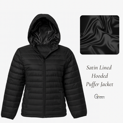 Satin Lined Puffer Jacket Outerwear | Satin Lined Hoodies | Full-Zip Puffer Jacket with Hood Quilted Winter Coat | Rainy Jackets | Gift
