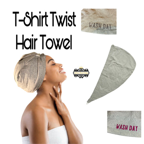 Twist T-shirt Hair Towel, Curly Girl Wash Set, Plop set, Wash Day Set, co wash