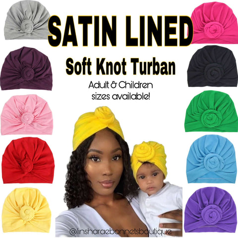 Baby Turban | Toddler Turban | Adult Turban | Satin Lined Turban | Turban With Satin | Day Hat With Turban | Satin Baby Bonnet | Baby Bonnet - LinSharae Bonnets Boutique