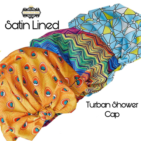 Turban Shower Caps | Luxury Large Satin Lined Shower Caps | Adjustable Shower Cap | Water Proof Shower Cap | Satin Shower Cap | Shower Cap | Large Shower Cap
