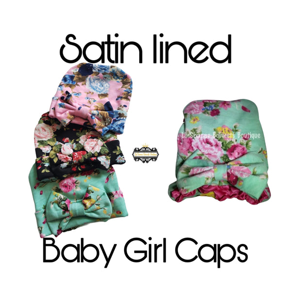 Satin Baby Bonnets Hats 0-3 months
