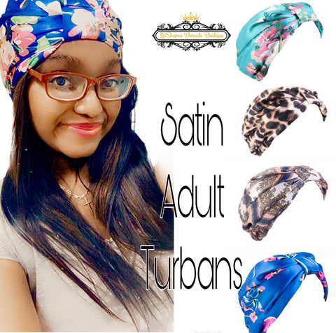 Luxury Adult Satin Turban | Adult Turban | Satin Lined Turban | Turban With Satin | Turban Hat | Stylish Turban | Day Bonnet | Baby Bonnet - LinSharae Bonnets Boutique